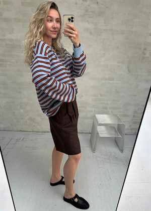 Adanne stripe polo bluse Blue Boii Studios 